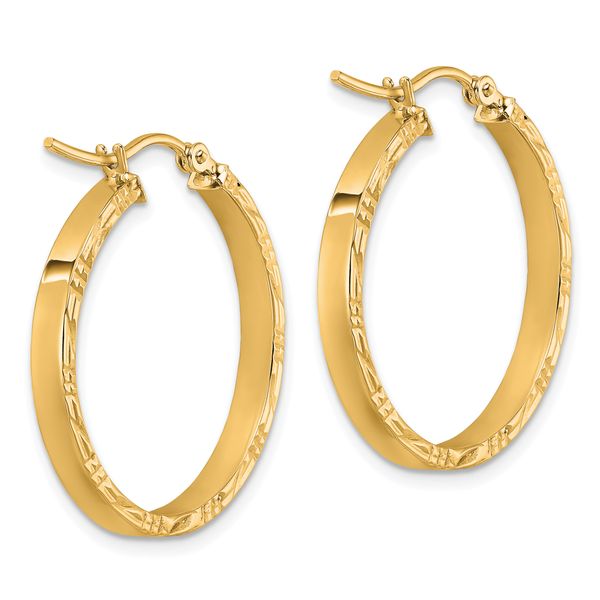 Leslie's 14k D/C Edge Medium 3mm Polished Hoop Earrings - Image 4