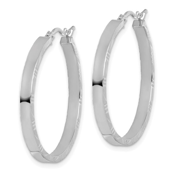 Leslie's 14k White Gold D/C Edge Large 3mm Polished Hoop Earrings - Image 2