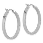 Leslie's 14k White Gold D/C Edge Large 3mm Polished Hoop Earrings - Image 4