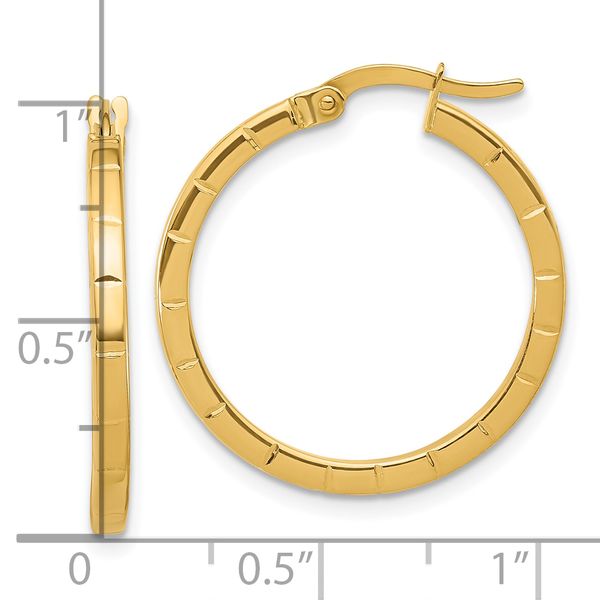 Leslie's 14K Polished and Grooved Round Hoop Earrings - Image 4