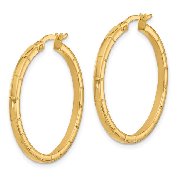Leslie's 14K Polished and Grooved Round Hoop Earrings - Image 2