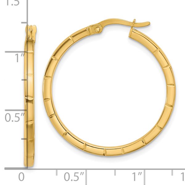 Leslie's 14K Polished and Grooved Round Hoop Earrings - Image 4