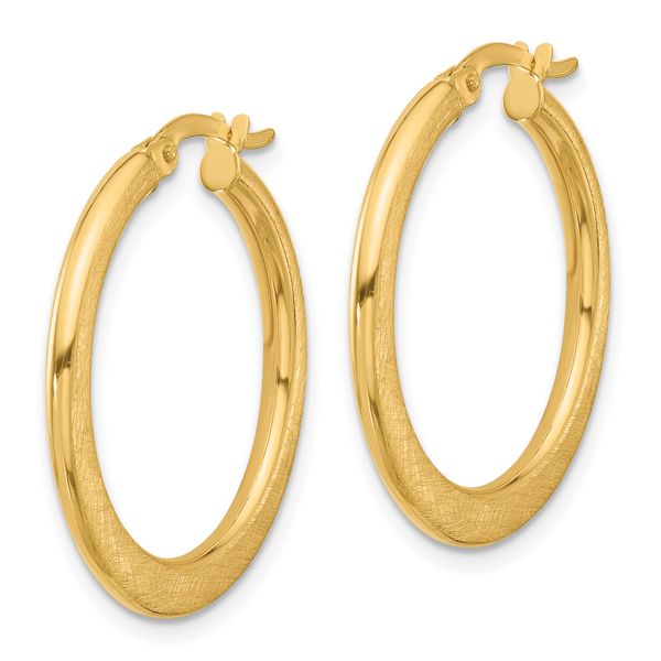 Leslie's 14K Polished and Scratch Finish Round Hoop Earrings - Image 2