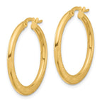Leslie's 14K Polished and Scratch Finish Round Hoop Earrings - Image 2