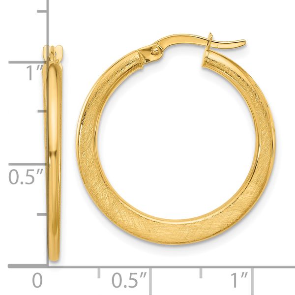 Leslie's 14K Polished and Scratch Finish Round Hoop Earrings - Image 4