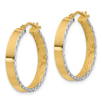 Leslie's 14K w/Rhodium Polished and D/C Hoop In/Out Hoop Earrings - Image 2