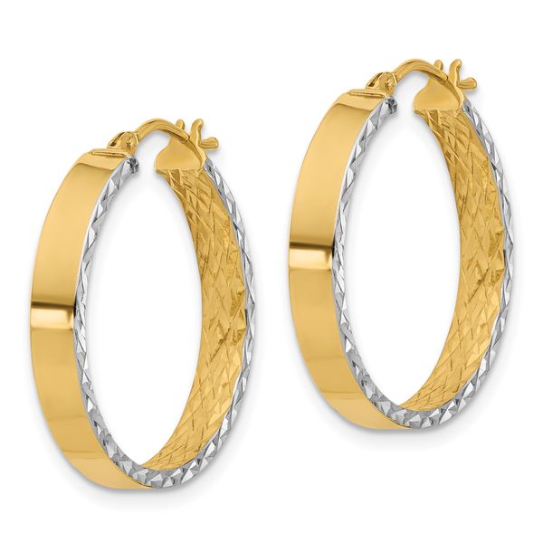 Leslie's 14K w/Rhodium Polished and D/C Hoop In/Out Hoop Earrings - Image 2