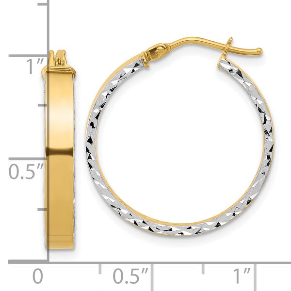 Leslie's 14K w/Rhodium Polished and D/C Hoop In/Out Hoop Earrings - Image 4