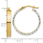 Leslie's 14K w/Rhodium Polished and D/C Hoop In/Out Hoop Earrings - Image 4