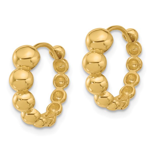 Leslie's 14K Polished Beaded Hoop Earrings - Image 2