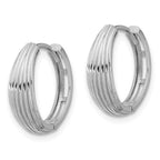 Leslie's 14K White Gold Polished and Grooved Hinged Hoop Earrings - Image 2