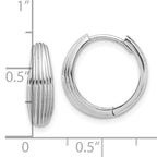Leslie's 14K White Gold Polished and Grooved Hinged Hoop Earrings - Image 4