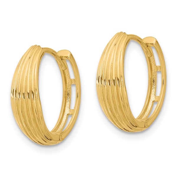 Leslie's 14K Polished and Grooved Hinged Hoop Earrings - Image 2