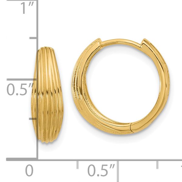 Leslie's 14K Polished and Grooved Hinged Hoop Earrings - Image 4