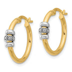 Leslie's 14K Two-tone Polished CZ Hoop Earrings - Image 2