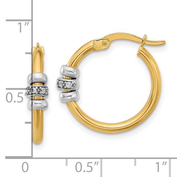 Leslie's 14K Two-tone Polished CZ Hoop Earrings - Image 4