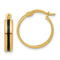 Leslie's 14K Polished with Black Enamel Hoop Earrings