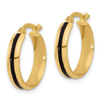 Leslie's 14K Polished with Black Enamel Hoop Earrings - Image 2