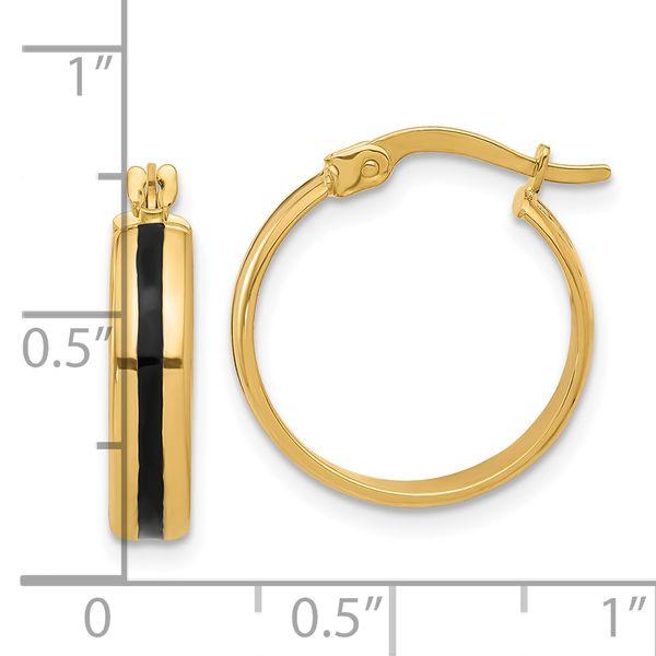 Leslie's 14K Polished with Black Enamel Hoop Earrings - Image 4