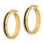 Leslie's 14K Polished with Black Enamel Hoop Earrings - Image 2