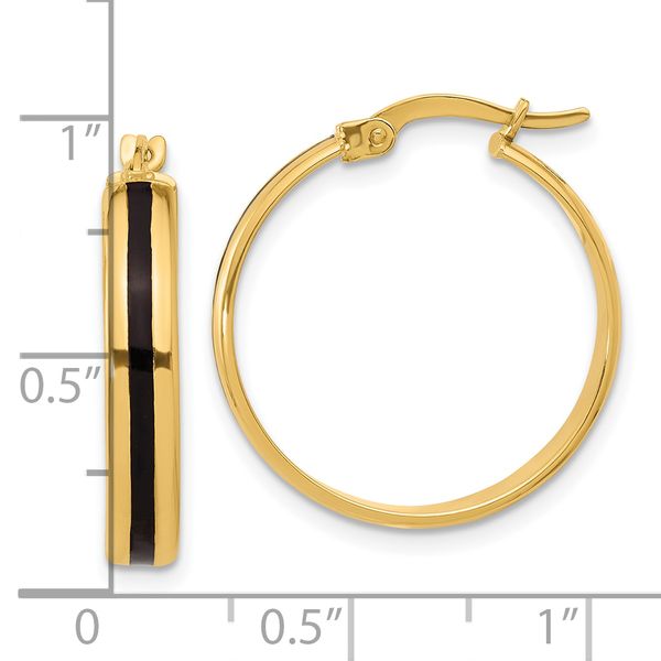 Leslie's 14K Polished with Black Enamel Hoop Earrings - Image 4