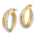 Leslie's 14K Two-tone Polished and Textured Bypass Hoop Earrings - Image 2