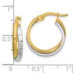 Leslie's 14K Two-tone Polished and Textured Bypass Hoop Earrings - Image 4
