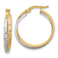 Leslie's 14K Two-tone Polished and Textured Bypass Hoop Earrings