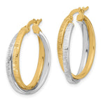Leslie's 14K Two-tone Polished and Textured Bypass Hoop Earrings - Image 2