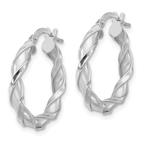 Leslie's 14K White Gold Polished Twisted Hoop Earrings - Image 2