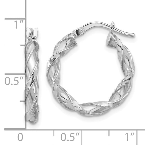 Leslie's 14K White Gold Polished Twisted Hoop Earrings - Image 4