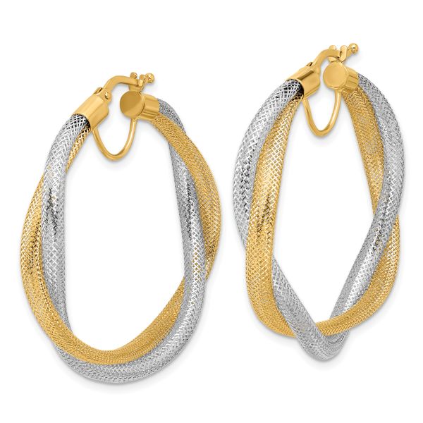 Leslie's 14K w/Rhodium Braided Mesh Stretch Hoop Earrings - Image 2