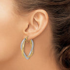 Leslie's 14K w/Rhodium Braided Mesh Stretch Hoop Earrings - Image 3