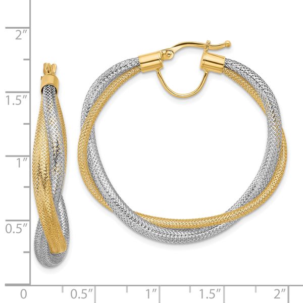 Leslie's 14K w/Rhodium Braided Mesh Stretch Hoop Earrings - Image 4