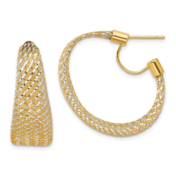 Leslie's 14K w/Rhodium Braided Mesh Stretch Post Hoop Earrings