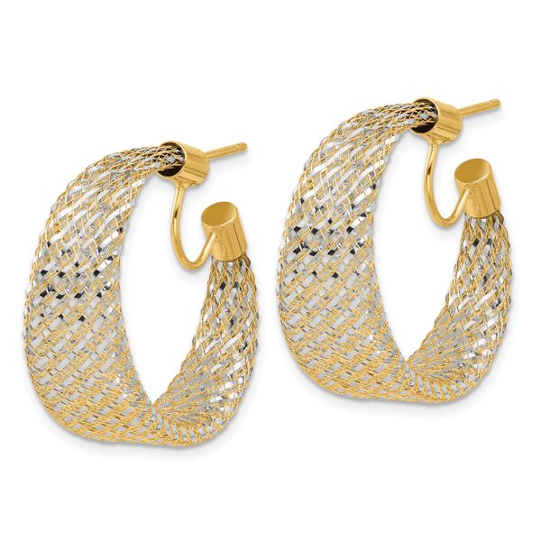 Leslie's 14K w/Rhodium Braided Mesh Stretch Post Hoop Earrings - Image 2