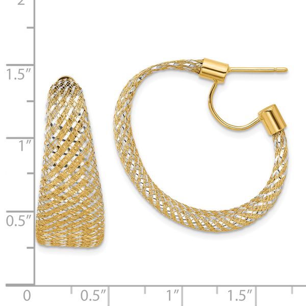 Leslie's 14K w/Rhodium Braided Mesh Stretch Post Hoop Earrings - Image 4