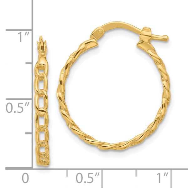 Leslie's 14K Polished Curb Link Design Hoop Earrings - Image 4