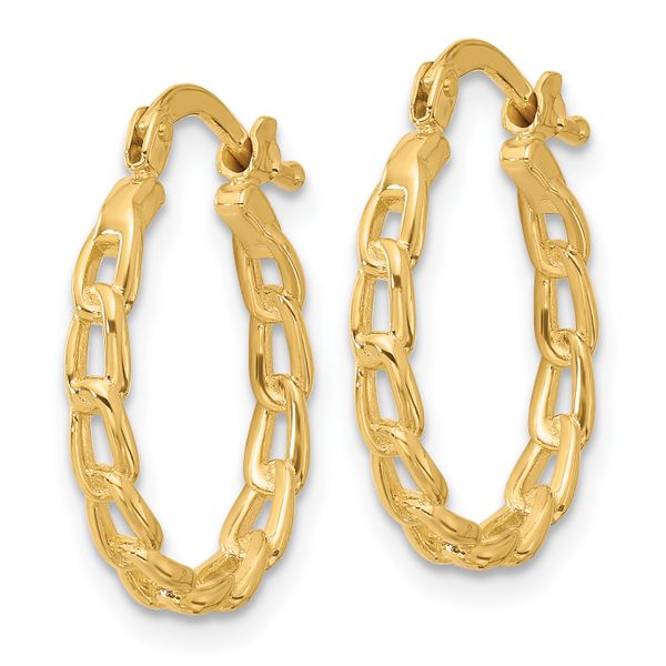 Leslie's 14K Polished Curb Link Design Hoop Earrings - Image 2