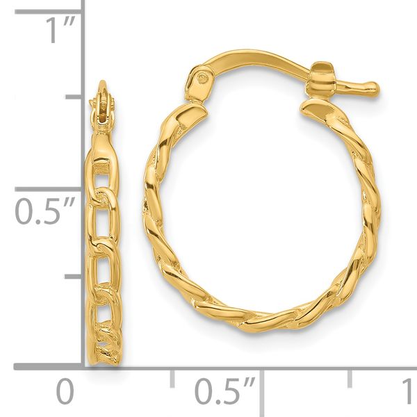 Leslie's 14K Polished Curb Link Design Hoop Earrings - Image 4
