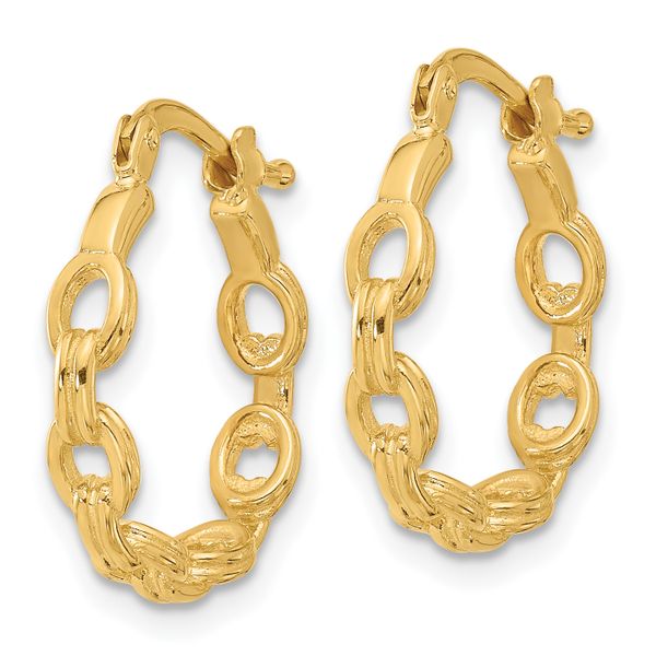 Leslie's 14K Polished Link Design Hoop Earrings - Image 2