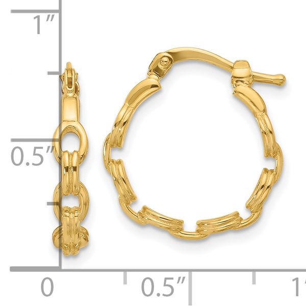 Leslie's 14K Polished Link Design Hoop Earrings - Image 4