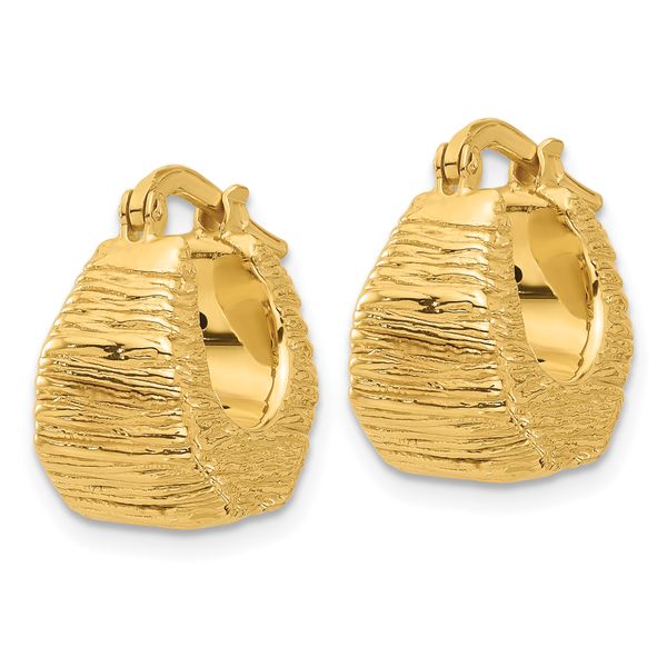 Leslie's 14K Polished and Textured Hoop Earrings - Image 2