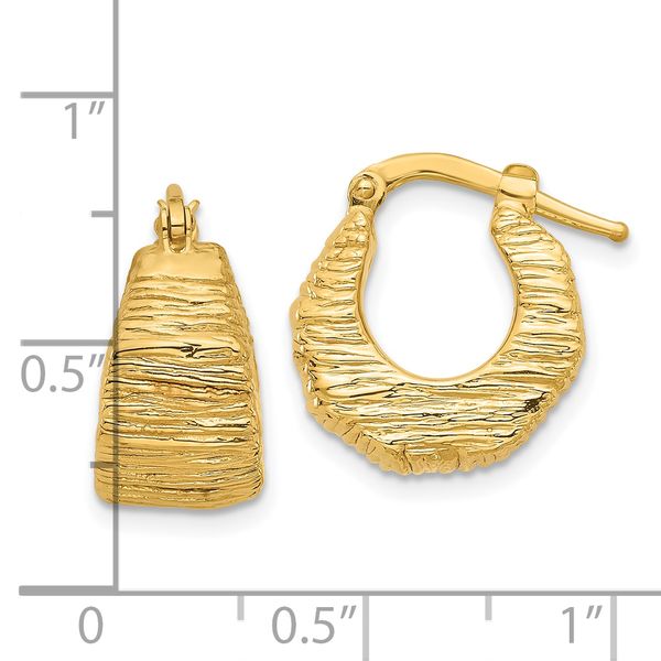 Leslie's 14K Polished and Textured Hoop Earrings - Image 4