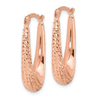 Leslie's 14K Rose Gold Polished and Diamond-cut Hoop Earrings - Image 2