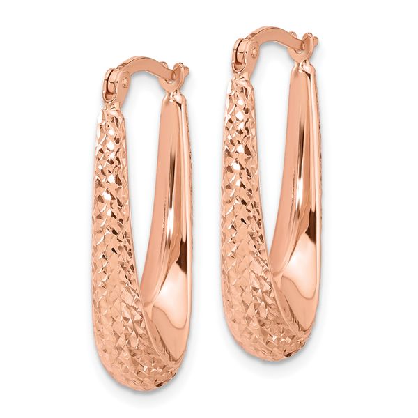 Leslie's 14K Rose Gold Polished and Diamond-cut Hoop Earrings - Image 2
