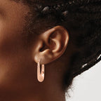 Leslie's 14K Rose Gold Polished and Diamond-cut Hoop Earrings - Image 3