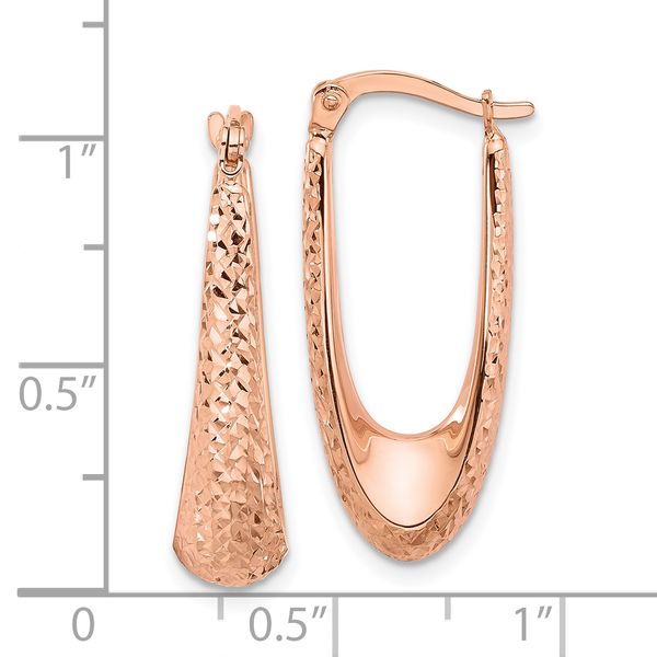 Leslie's 14K Rose Gold Polished and Diamond-cut Hoop Earrings - Image 4