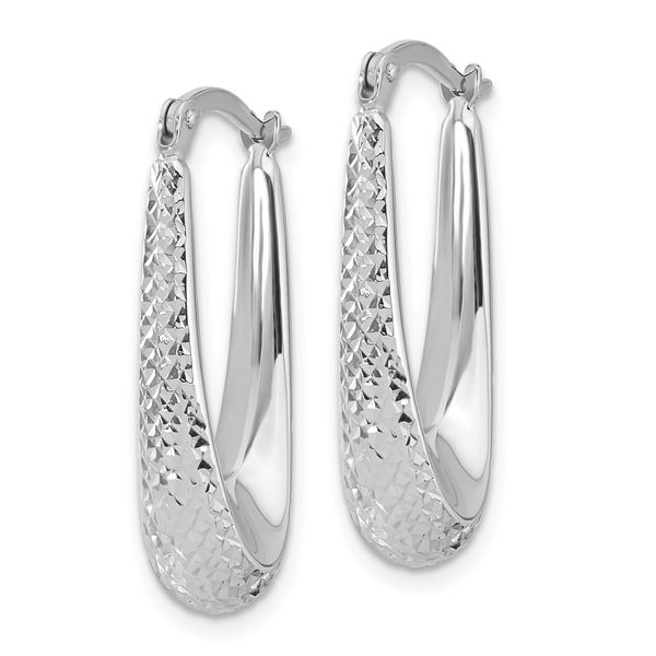Leslie's 14K White Gold Polished and Diamond-cut Hoop Earrings - Image 2
