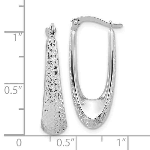 Leslie's 14K White Gold Polished and Diamond-cut Hoop Earrings - Image 4